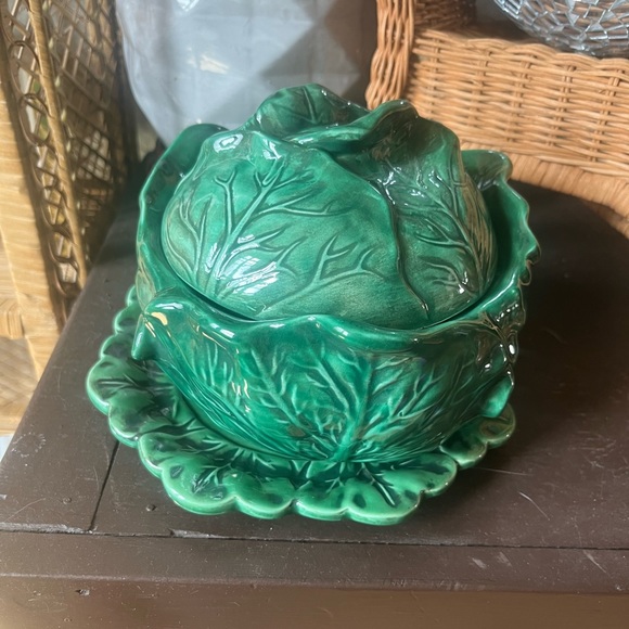 Dining Vintage Holland Mold Cabbage Lettuce Covered Bowl Tureen With